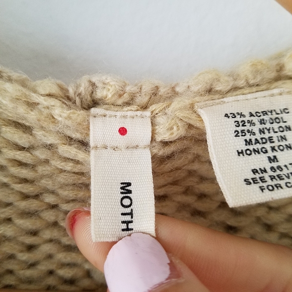 Anthropologie Moth Knit Wool Blend Hooded Cardigan Sweater Medium - Picture 9 of 11